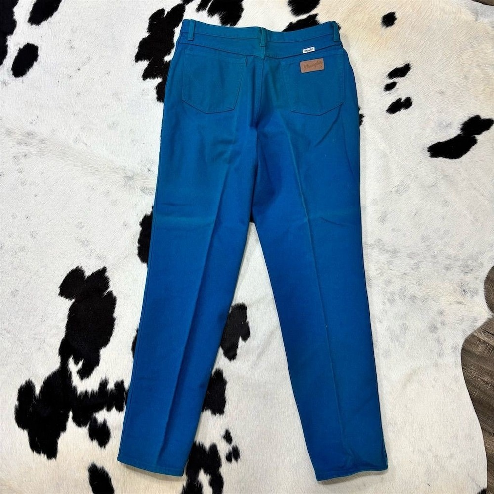 Vintage Wrangler Teal Denim Jeans Unisex Size 19/20 High Waist 34 Inseam